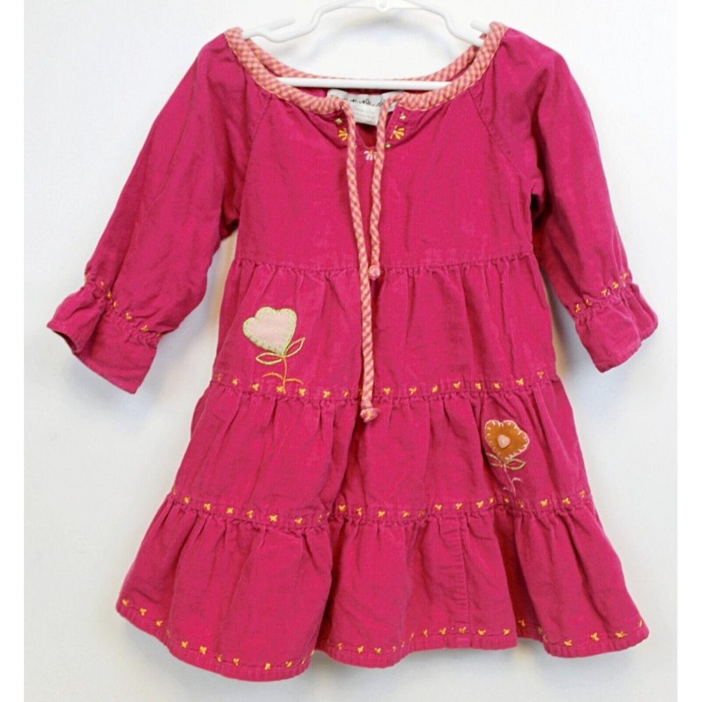 Two Turtle Doves By Sweet Potatoes Toddler Corduroy Pink Dress Sz 2T Long Sleeve